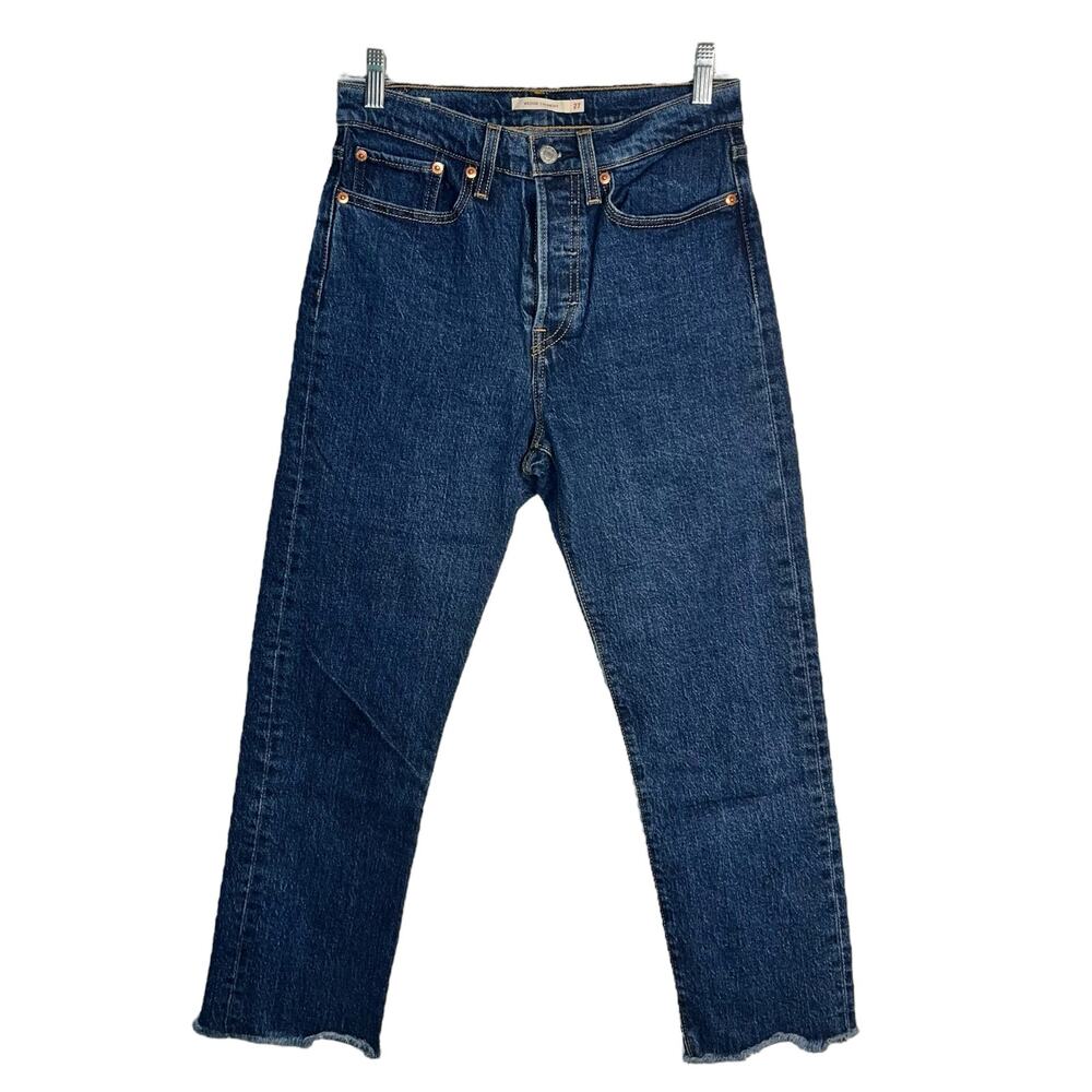 Levi’s Wedgie Straight Jeans Women’s 27 High Rise Button Fly Water<Less Stretch